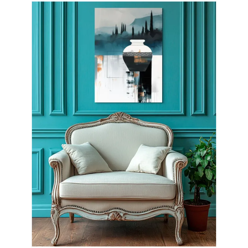 Abstract Greek Vase and Cypress Landscape Art