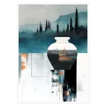 Abstract Greek Vase and Cypress Landscape Art