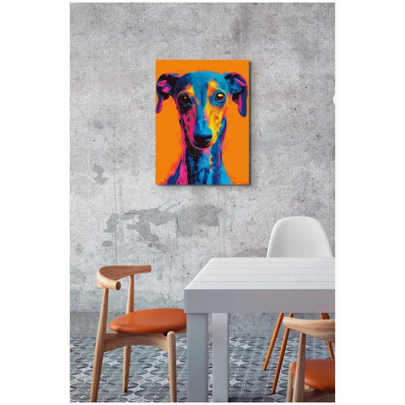 Πορτραίτο Σκύλου Greyhound Pop Art Πορτοκαλί Μπλε