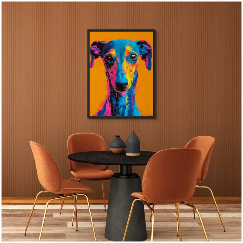 Πορτραίτο Σκύλου Greyhound Pop Art Πορτοκαλί Μπλε