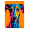 Πορτραίτο Σκύλου Greyhound Pop Art Πορτοκαλί Μπλε
