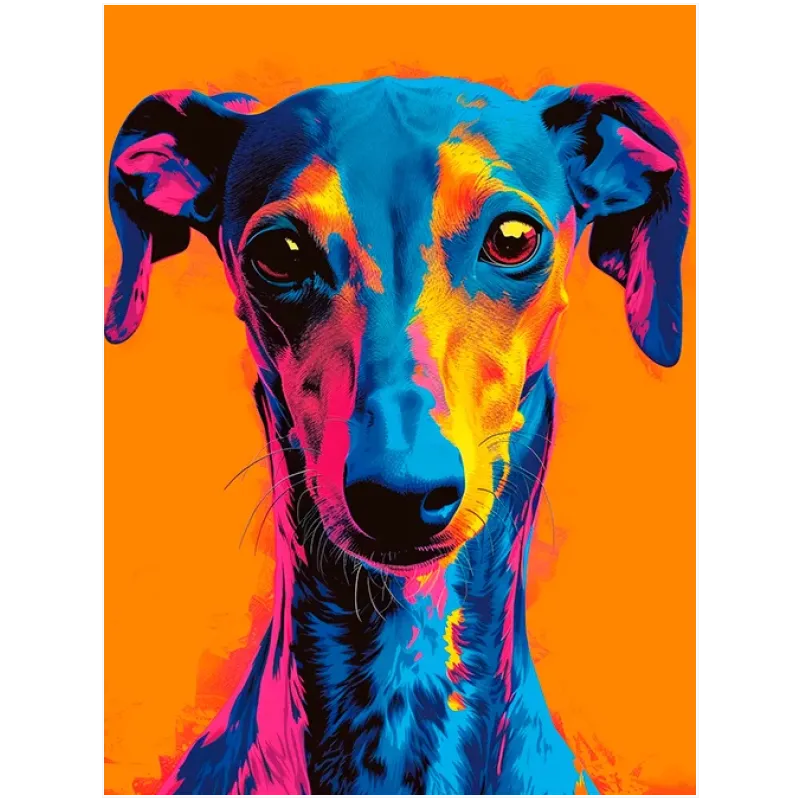Πορτραίτο Σκύλου Greyhound Pop Art Πορτοκαλί Μπλε