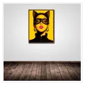 Γυναίκα Γάτα Pop Art Κίτρινο Φόντο