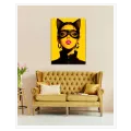 Γυναίκα Γάτα Pop Art Κίτρινο Φόντο