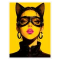 Γυναίκα Γάτα Pop Art Κίτρινο Φόντο
