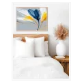 Abstract Floral Art Blue Yellow Gold