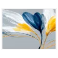 Abstract Floral Art Blue Yellow Gold