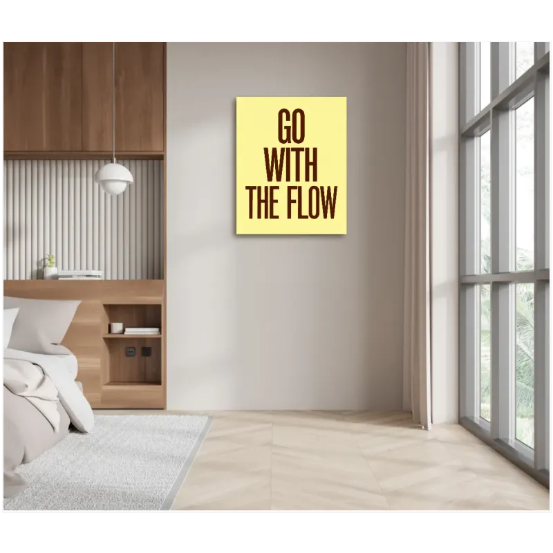 Πίνακας με Φράση Go With The Flow Μινιμαλιστικός Ρετρό Κίτρινος