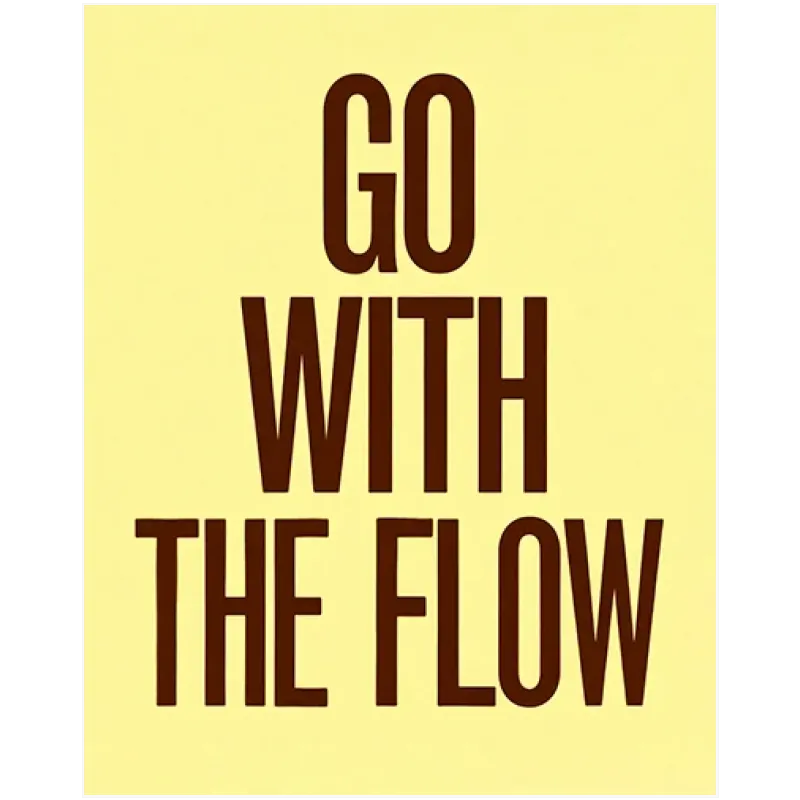 Πίνακας με Φράση Go With The Flow Μινιμαλιστικός Ρετρό Κίτρινος