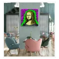 Πορτραίτο Μόνα Λίζα Pixel Pop Art σε Φωσφοριζέ Πράσινο και Μοβ