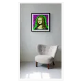 Πορτραίτο Μόνα Λίζα Pixel Pop Art σε Φωσφοριζέ Πράσινο και Μοβ
