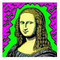 Πορτραίτο Μόνα Λίζα Pixel Pop Art σε Φωσφοριζέ Πράσινο και Μοβ