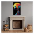 African Woman Profile Colorful Impasto Canvas Art