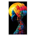 African Woman Profile Colorful Impasto Canvas Art