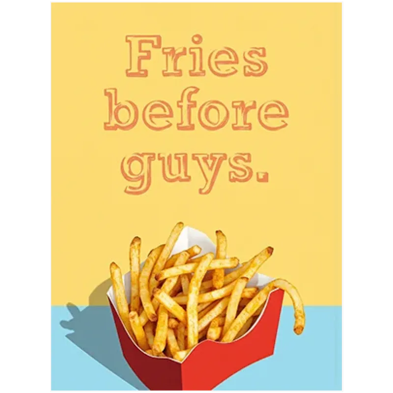 Πίνακας με Φράση Fries Before Guys Κίτρινος