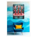 Three Giraffes in Bathtub Pink Teal