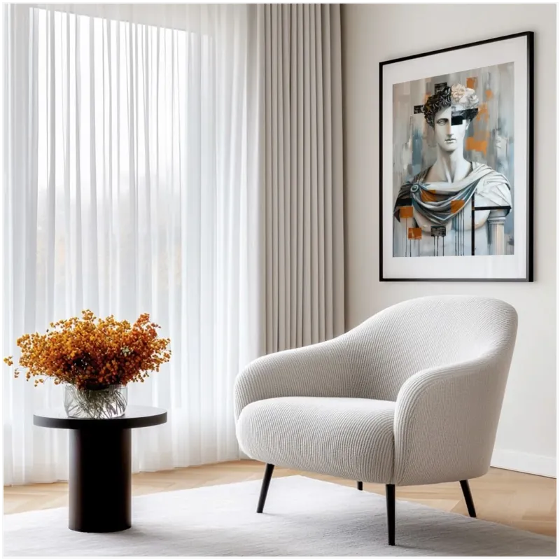 Classic Statue Abstract Composition Grey Gold