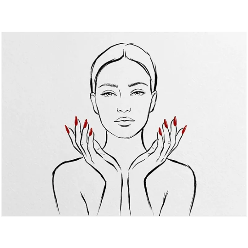 Γυναικείο Πορτραίτο Minimal Line Art με Κόκκινα Νύχια