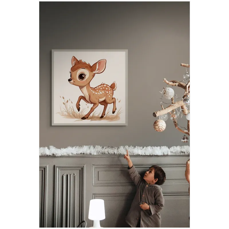 Cute Baby Deer Cartoon Illustration Brown