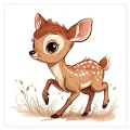 Cute Baby Deer Cartoon Illustration Brown