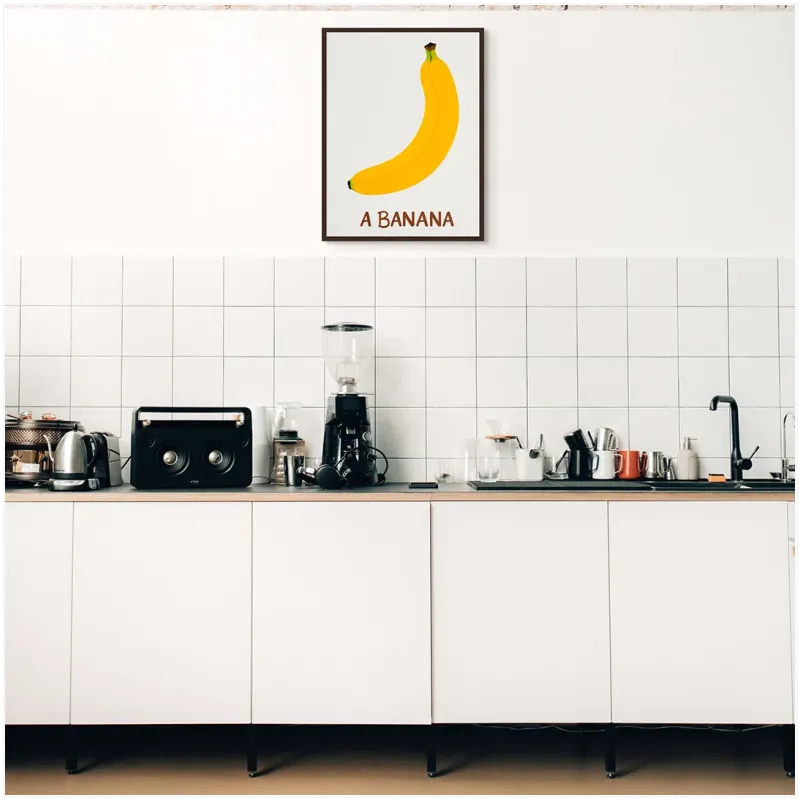 Κίτρινη Μπανάνη Minimal Pop Art σε Λευκό Φόντο