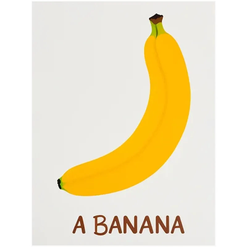Κίτρινη Μπανάνη Minimal Pop Art σε Λευκό Φόντο