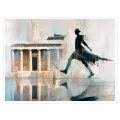 Φιγούρα σε Αρχαίο Ναό Αφηρημένη Σύνθεση σε Μπλε και Μπεζ