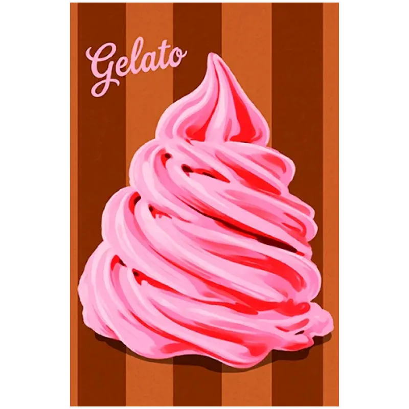 Πίνακας Vintage Παγωτό Gelato Ροζ Καφέ