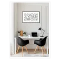 Abstract Composition Flowing Black Lines On White
