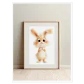 Cute Bunny Rabbit Nursery Illustration Beige