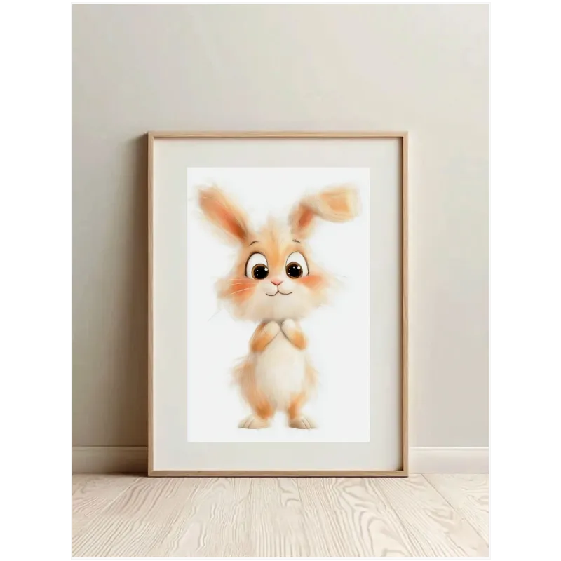 Cute Bunny Rabbit Nursery Illustration Beige