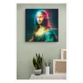 Mona Lisa Cyberpunk Glitch Neon Portrait