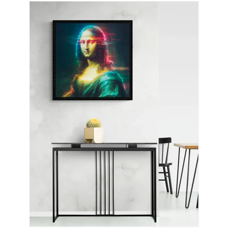Mona Lisa Cyberpunk Glitch Neon Portrait