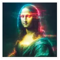 Mona Lisa Cyberpunk Glitch Neon Portrait