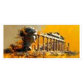 Αρχαίο Ελληνικό Άγαλμα και Παρθενώνας σε Κίτρινο Φόντο