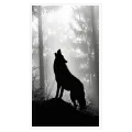 Howling Wolf Silhouette Foggy Forest Black White