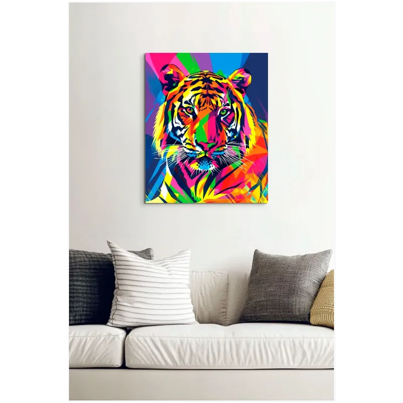 Πίνακας σε Καμβά Πολύχρωμη Τίγρη Pop Art