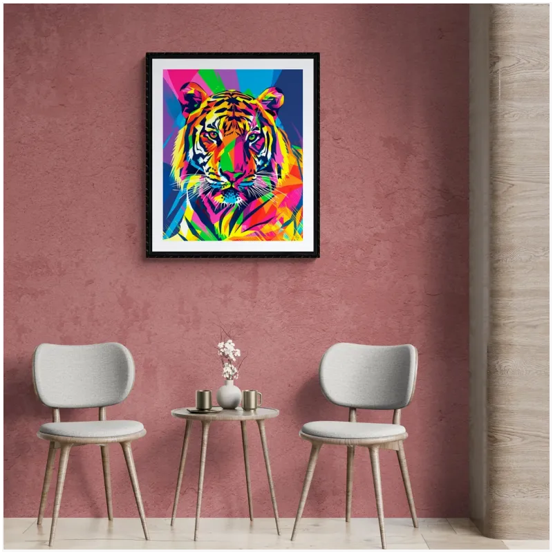 Πίνακας σε Καμβά Πολύχρωμη Τίγρη Pop Art