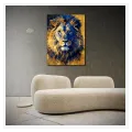 Majestic Lion Portrait Dynamic Abstract Art Blue Gold