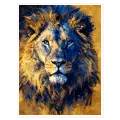 Majestic Lion Portrait Dynamic Abstract Art Blue Gold