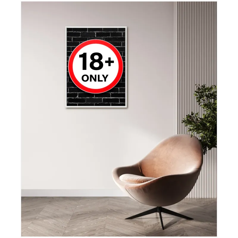 Πινακίδα 18+ Only Modern Urban Style Red Black