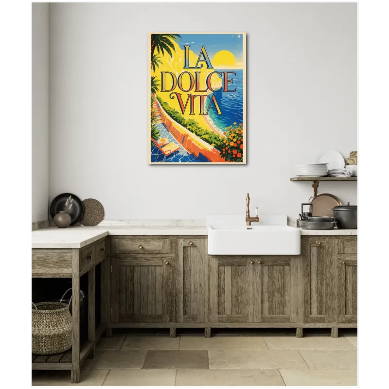 Αφίσα La Dolce Vita Ρετρό Τοπίο με Ακτή