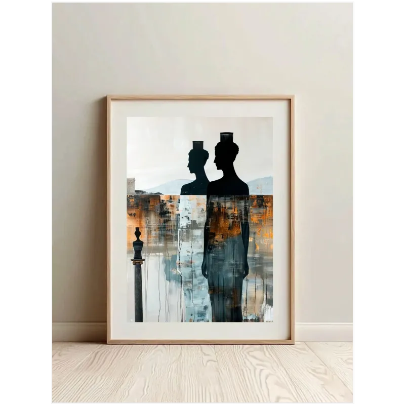 Caryatids Ancient Greece Abstract Canvas Gold Black