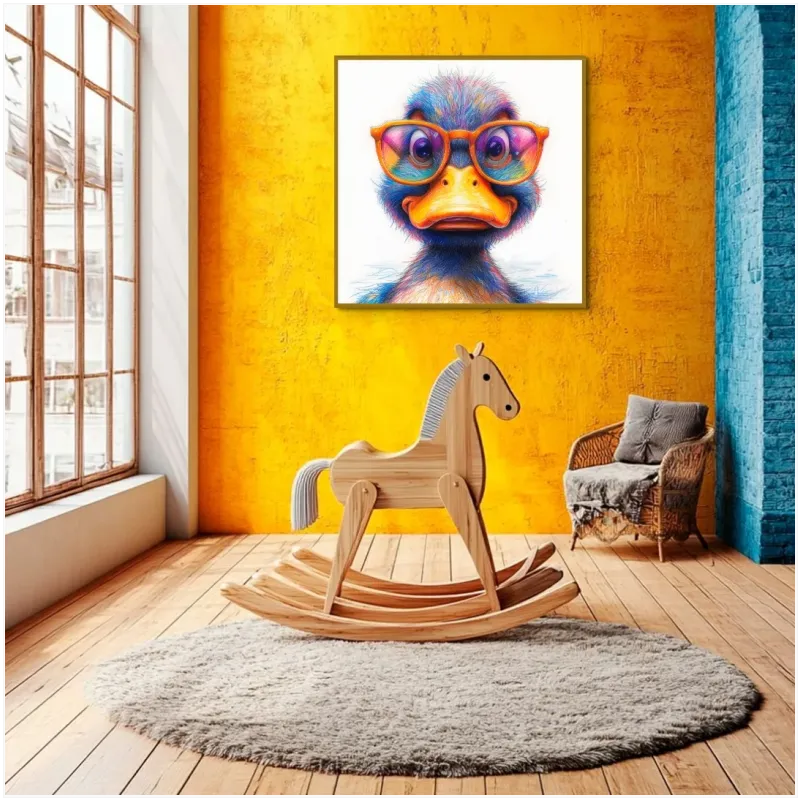 Cool Little Duckling with Glasses Colorful Whimsical Art