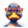 Cool Little Duckling with Glasses Colorful Whimsical Art