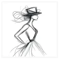 Γυναικεία Σιλουέτα με Καπέλο Fashion Sketch Ασπρόμαυρο
