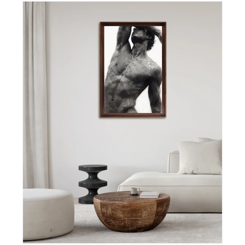 Male Torso Expressive Fine Art Black White Canvas