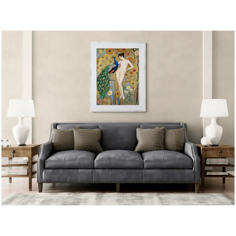 Γυναίκα με Παγώνι Κλασικό Art Nouveau Χρυσό