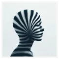 Abstract Female Portrait with Black White Optical Pattern