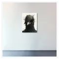 Surreal Bird Portrait with Twigs Black White